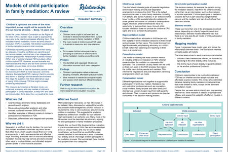 A preview of our 2 page research summary titled 'Models of child participation in family mediation: A review'