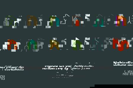 Different coloured Neighbours Every Day logos on top of a dark grey background