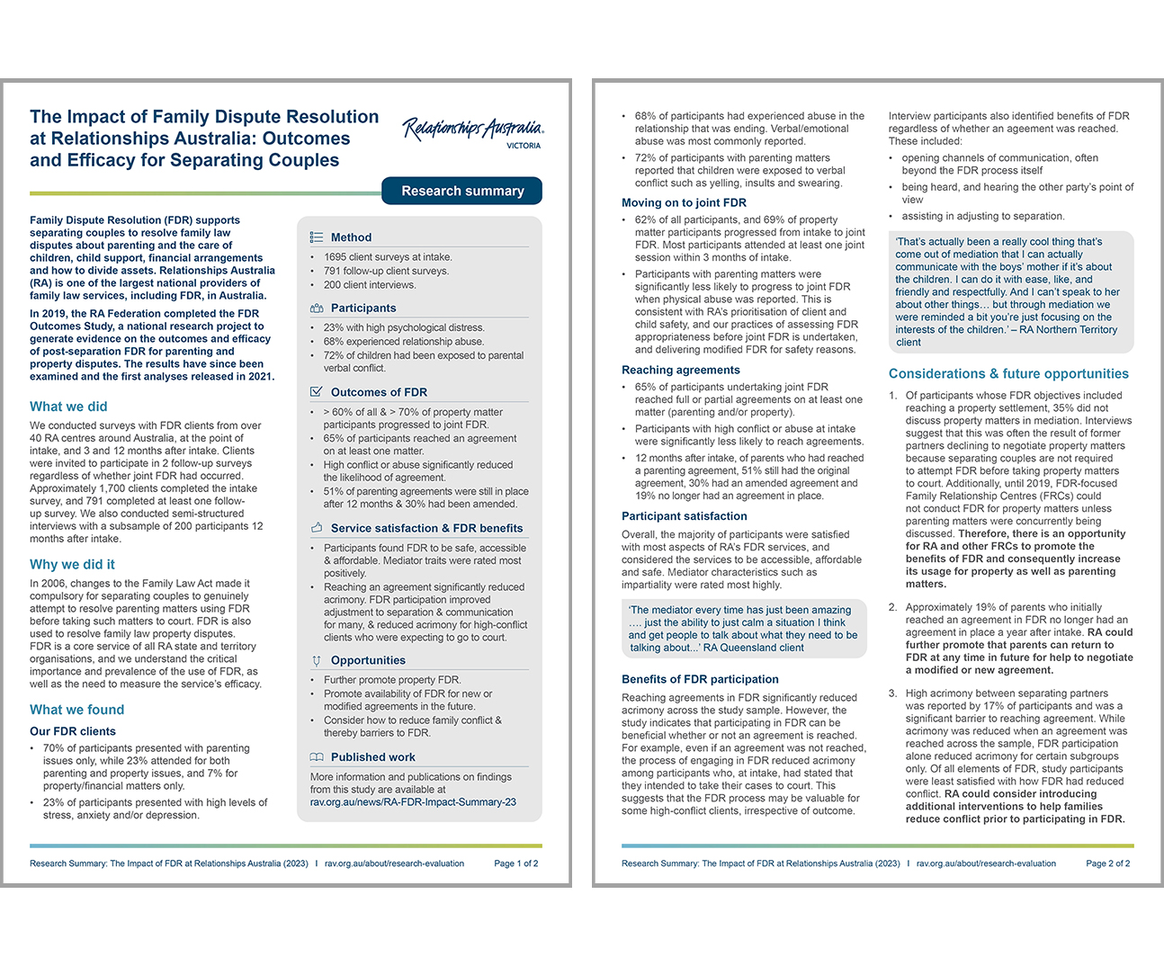 A 2-page research summary