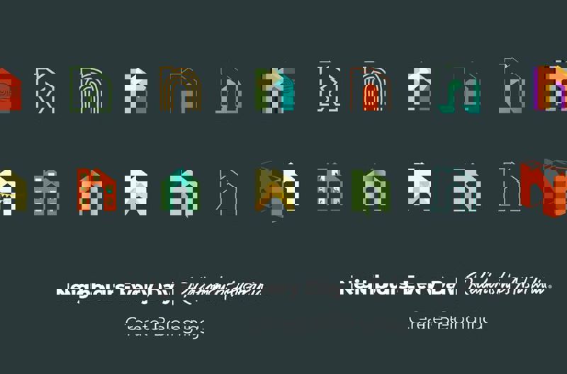 20 different illustrations of the letter 'N' and the text 'Neighbours Every Day - Relationships Australia - Create Belonging'