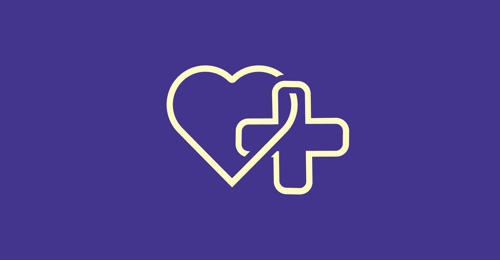 Loveheart and first aid sign overlapping